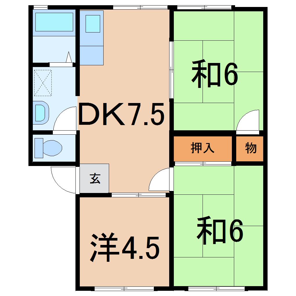 コーポ富岡B(3DK/2階)の間取り写真