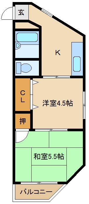 赤羽ハイツ(2DK/3階)の間取り写真