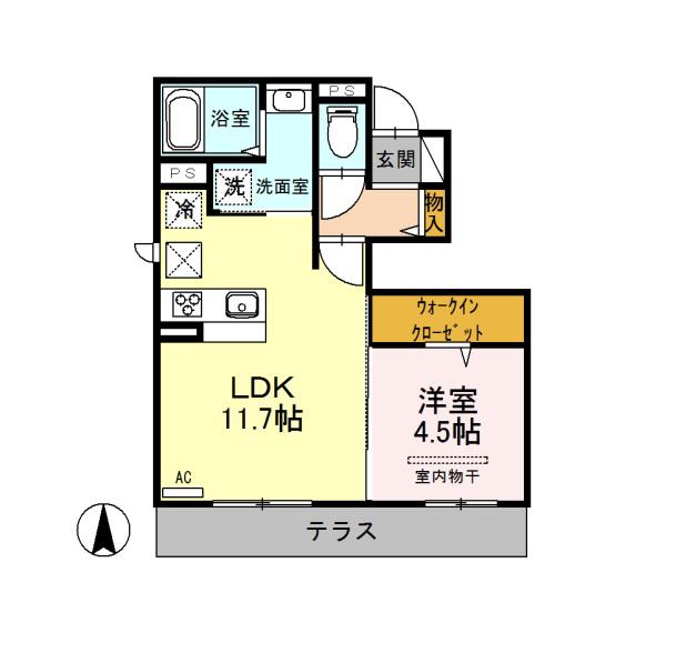 ROSETTA(1LDK/1階)の間取り写真