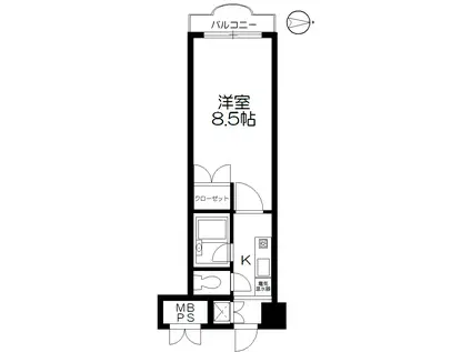 シャンブル向山(1K/1階)の間取り写真