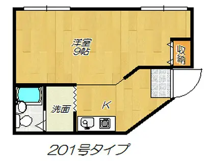 ライトハウス(ワンルーム/2階)の間取り写真
