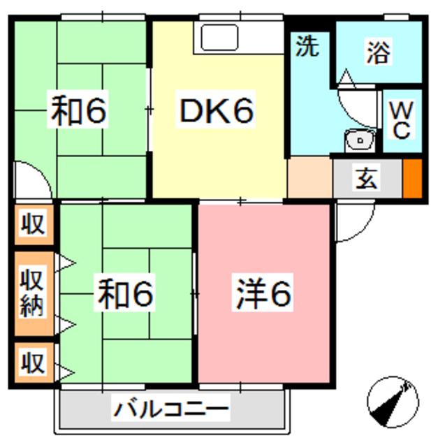 プレジール斎藤B(3DK/2階)の間取り写真