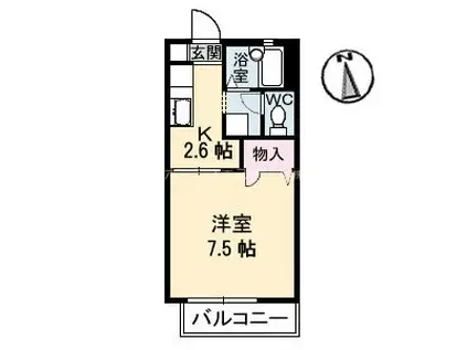 レジデンス稲荷(1K/2階)の間取り写真