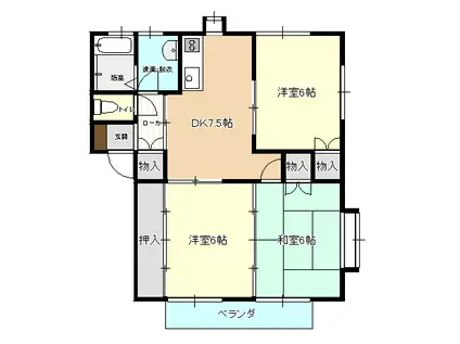 メゾン・フォレスト B棟(3DK/2階)の間取り写真