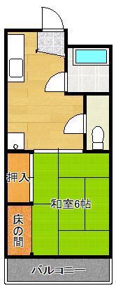 プレアール熊本(1K/2階)の間取り写真