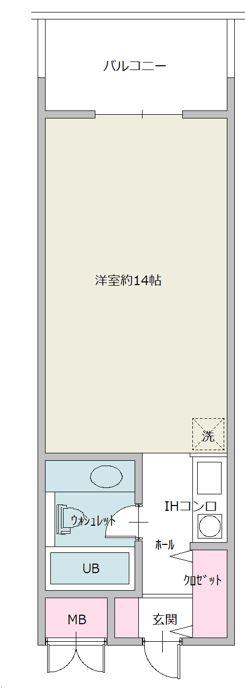 レックイン大磯(ワンルーム/10階)の間取り写真