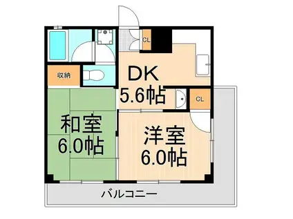 弘道高橋第一ハイツ(2DK/3階)の間取り写真