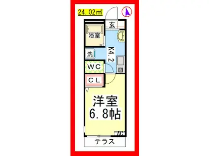 AF コンフォートK(1K/1階)の間取り写真