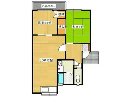 Tコーポ(2LDK/2階)の間取り写真