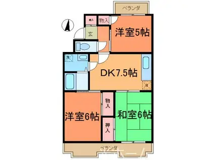ルミエール東所沢(3DK/3階)の間取り写真