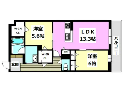 グランファミール箕面小野原(2LDK/2階)の間取り写真
