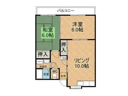 吉田アパート(2LDK/2階)の間取り写真