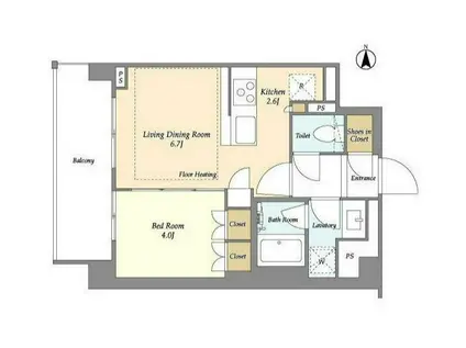 LIBR GRANT 四谷三丁目(1LDK/1階)の間取り写真