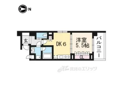 リーガル京都御所西Ⅱ(1DK/3階)の間取り写真
