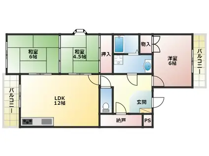 グランベア今井(3LDK/2階)の間取り写真