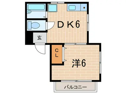 DAKOTA HOUSE(1DK/1階)の間取り写真