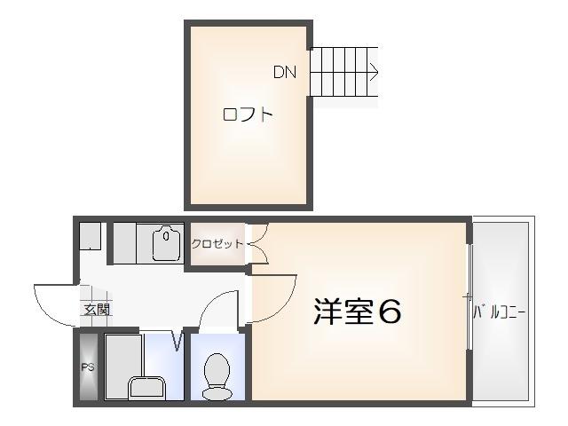 ルミエール庄町(1K/2階)の間取り写真