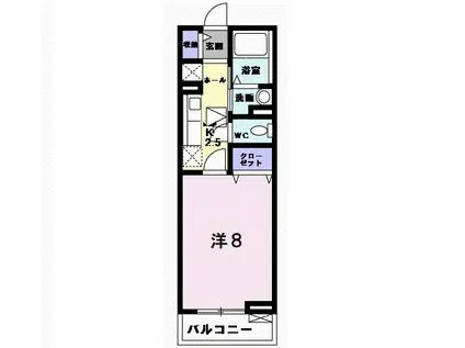 京阪交野線 宮之阪駅 徒歩5分 2階建 築11年(1K/1階)の間取り写真