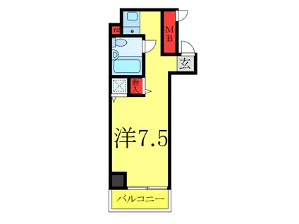 東急ドエル・アルス音羽II(ワンルーム/2階)の間取り写真
