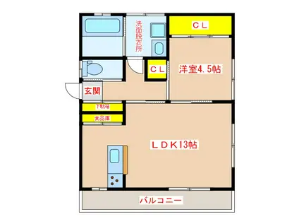 コーポサカエ11(1LDK/2階)の間取り写真