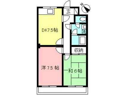レジデンス松寿(2DK/2階)の間取り写真