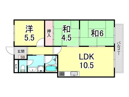 シャルムロアイヤル朝霧(3LDK/1階)の間取り写真