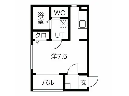 ハーモニーテラス上飯田通I(ワンルーム/3階)の間取り写真