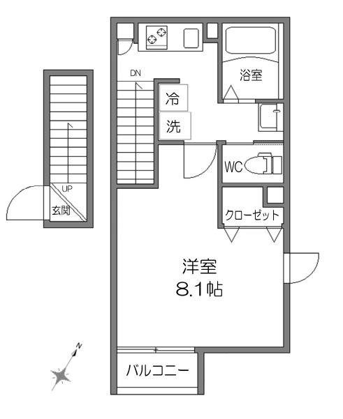 エルスタンザ喜多見(1K/2階)の間取り写真
