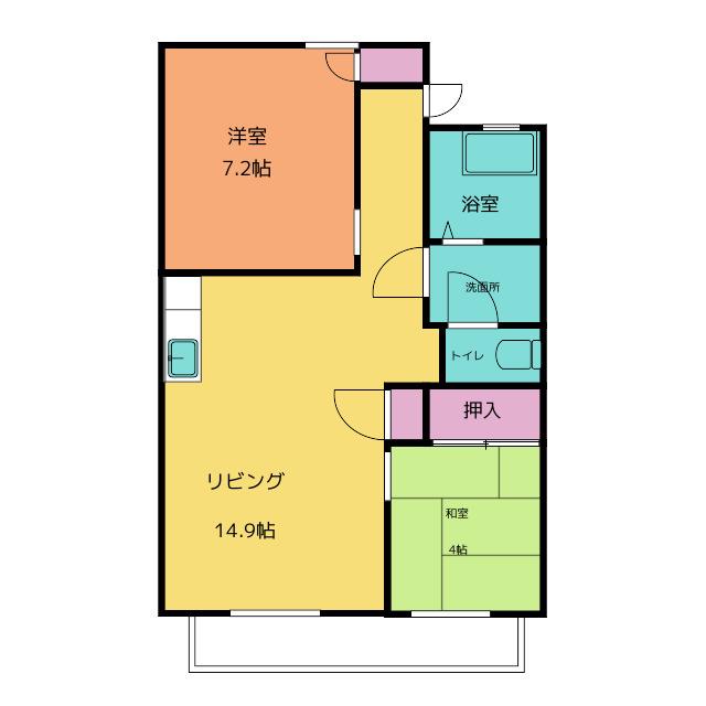 MUヒルズB(2LDK/1階)の間取り写真
