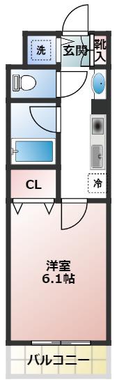 エクレール白糸台(1K/2階)の間取り写真