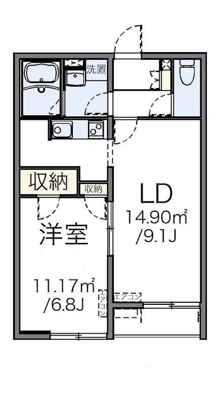 多摩都市モノレール 柴崎体育館駅 徒歩8分 2階建 築13年(1LDK/1階)の間取り写真