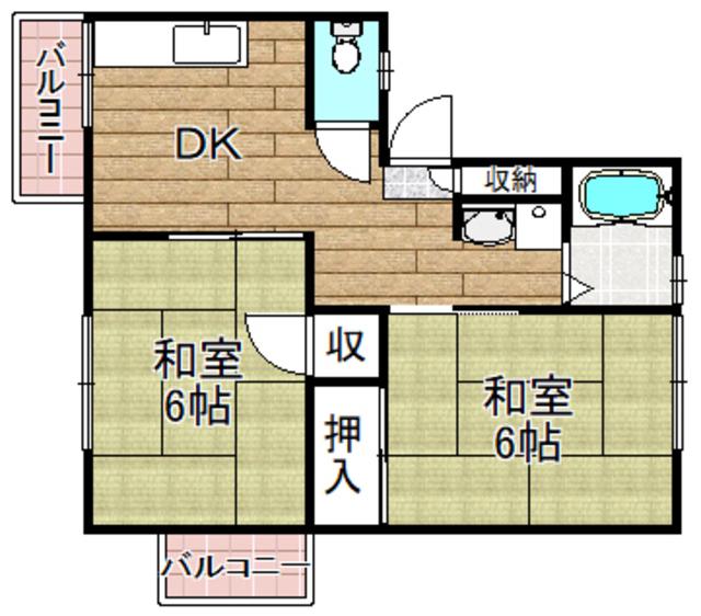 ハイツ南桜ヶ丘(2DK/2階)の間取り写真
