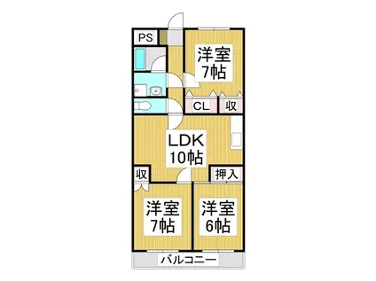 第二星野ビル(3LDK/1階)の間取り写真