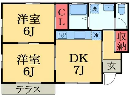 サンライズ誉II(2DK/1階)の間取り写真