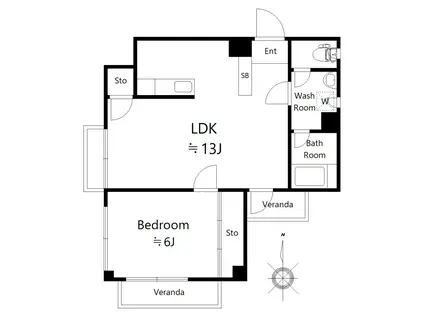 セブンスター集成第1マンション(1LDK/3階)の間取り写真