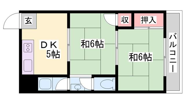 下手野NSハイツ(2DK/2階)の間取り写真