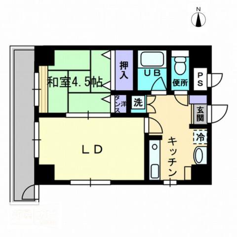 アルカディア西内町(1LDK/6階)の間取り写真