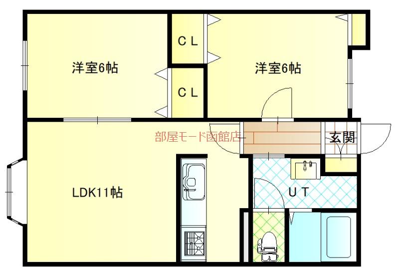 マンションTAKA(2LDK/2階)の間取り写真