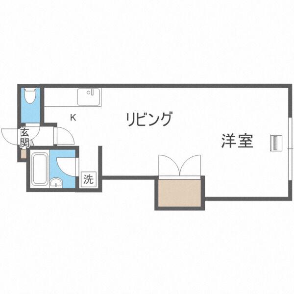 ハニサクル麻生(1DK/3階)の間取り写真