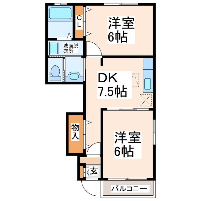 フォルシュI・II(2DK/1階)の間取り写真