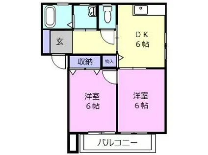 サウスアベニュー・エヌD(2DK/1階)の間取り写真