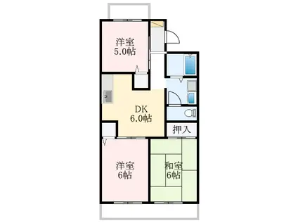 グランディール藤沢台(3DK/1階)の間取り写真