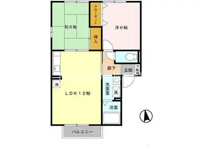 ピュアライフ B棟(2LDK/2階)の間取り写真