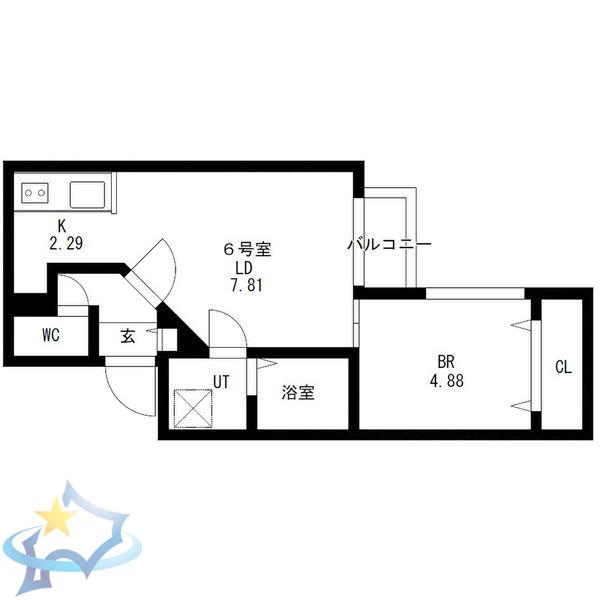 ディスティーノレジデンシア715(1LDK/4階)の間取り写真