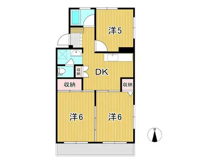 ハイツことぶき(3DK/2階)の間取り写真