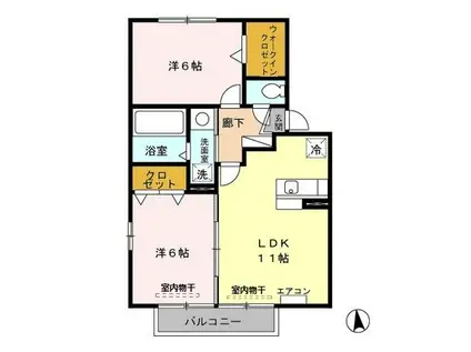 ラ・プランタン C棟(2LDK/2階)の間取り写真