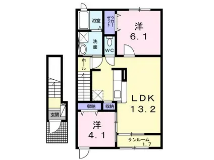 ＪＲ羽越本線 象潟駅 徒歩14分 2階建 築8年(2LDK/2階)の間取り写真