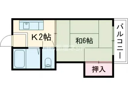 クレジール牧野(1K/2階)の間取り写真