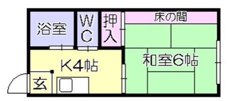 リトルハイツ(1K/2階)の間取り写真