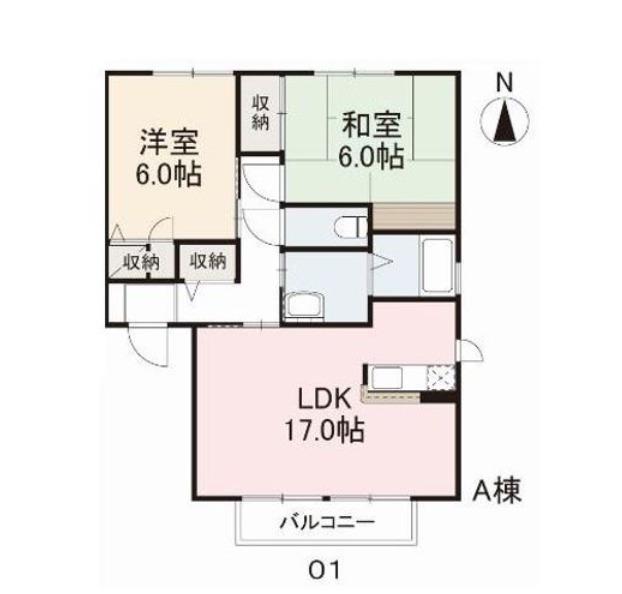 ディアスM(2LDK/2階)の間取り写真